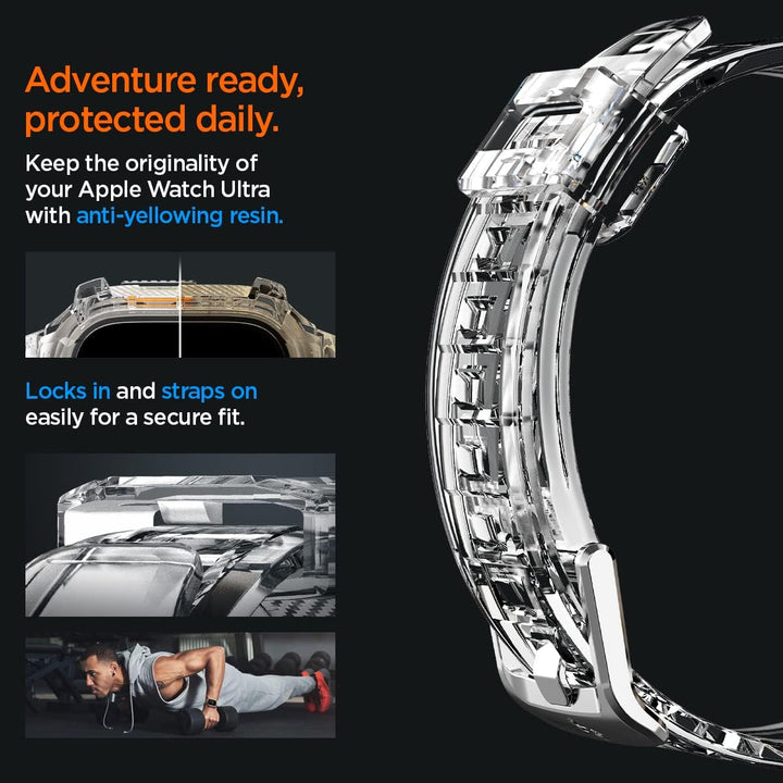 Spigen Rugged Armor Pro Hülle mit Band für Apple Watch Ultra 3/2/1 49mm | TPU-Unibody-Hülle mit Armb