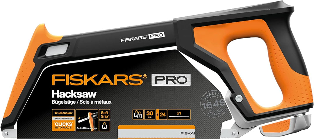 Fiskars Pro Bügelsäge, Sägeblattlänge: 30 cm, 24 TPI, Schwarz/Orange, TrueTension, 1062931 30 cm Büg
