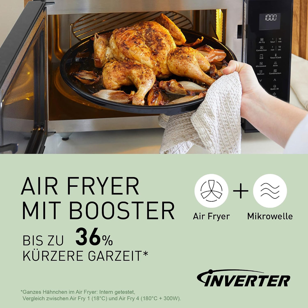 Panasonic NN-CT56RBEPG 27L 4-in-1 Kombimikrowelle mit Airfryer, 1000W Inverter, 19 Automatikprogramm