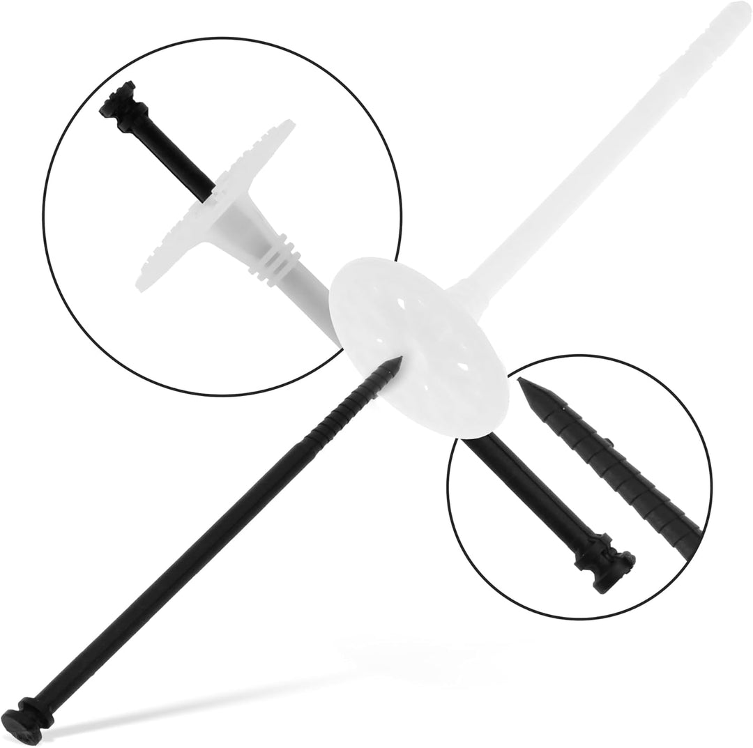 KLIMAS® Tellerdübel 100 Stück LTX ∅ 10 mm x 220 mm Dämmstoffdübel mit Kunststoffnagel Gelocht | Styr