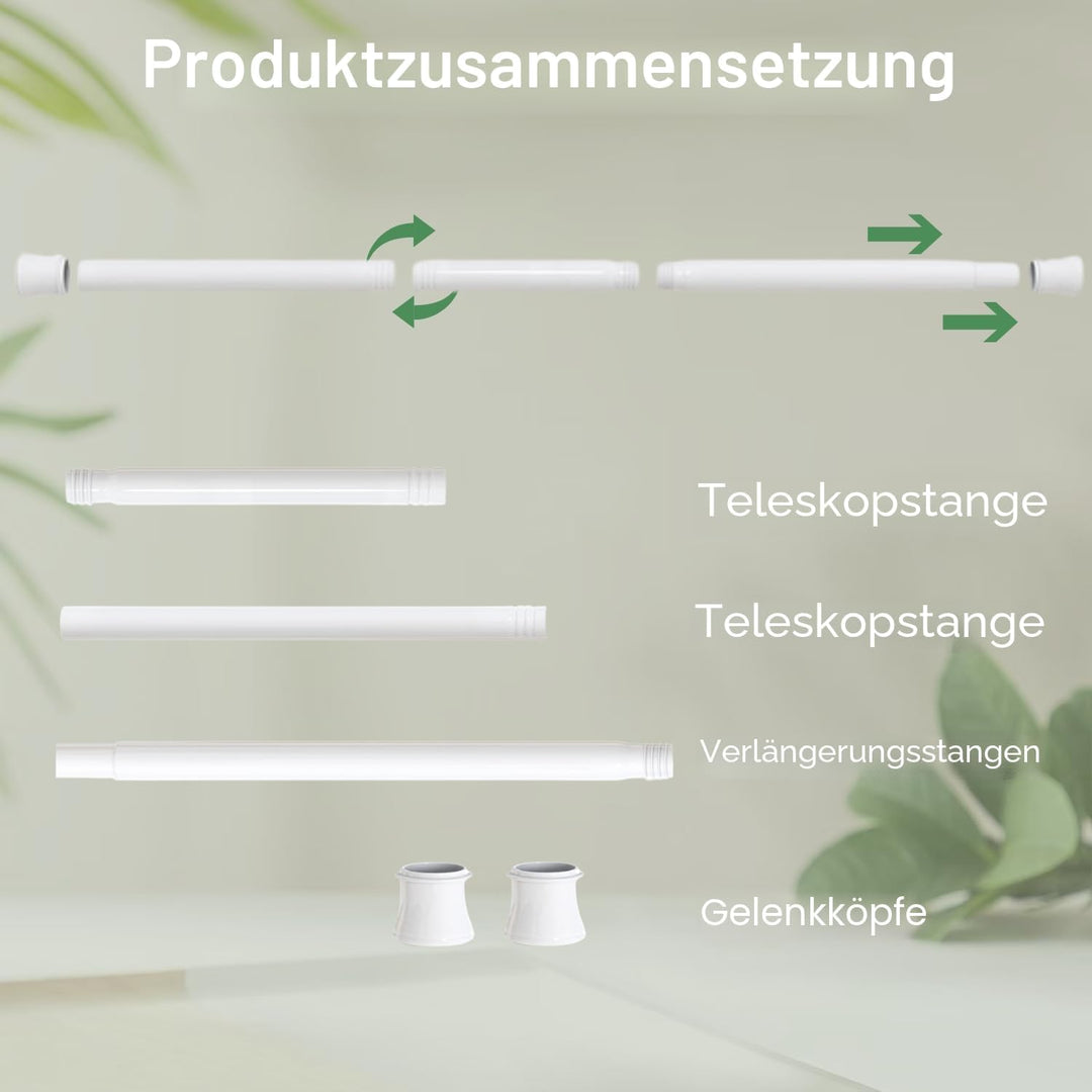 Gardinenstange ohne Bohren und Schrauben Teleskopstange Duschvorhangstange zum Einklemmen Vorhangsta