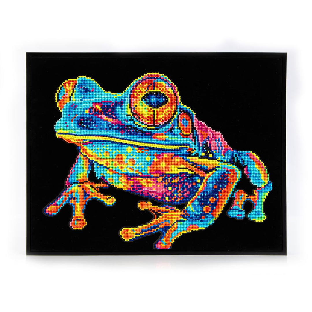 DIAMOND DOTZ 2594353 Original 5D Diamond Painting Set, Neon Baumfrosch, mit Neonfarben und Samt, DIY
