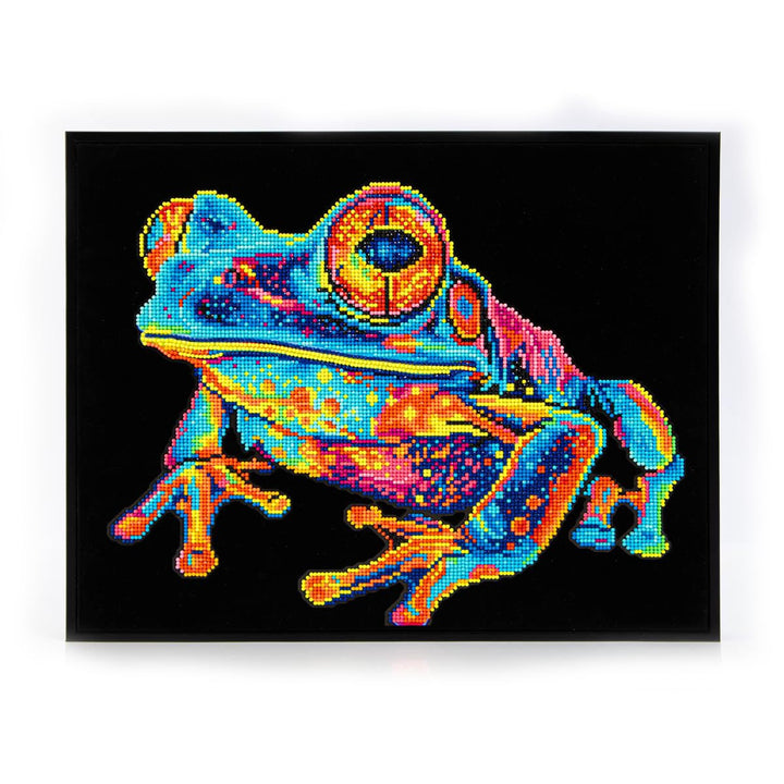 DIAMOND DOTZ 2594353 Original 5D Diamond Painting Set, Neon Baumfrosch, mit Neonfarben und Samt, DIY