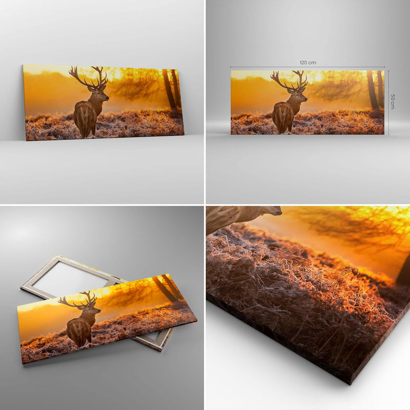 Wandbilder Dekoration Wohnzimmer Herbst landschaft natur blatt Panorama Bilder auf Leinwand 120x50cm