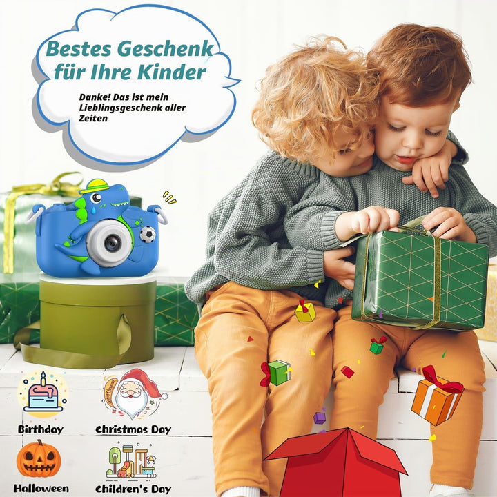Kinderkamera, Dinosaurier Selfie Digital Kamera mit 32GB Karte, Weihnachts Geburtstagsgeschenk für J