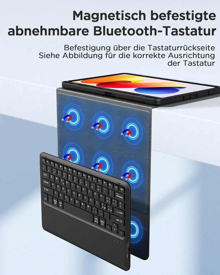 EasyAcc Tastatur Hülle Kompatibel mit Xiaomi Redmi Pad 2 Pro 12.1 Zoll 2025 mit Schutzfolie, [QWERTZ
