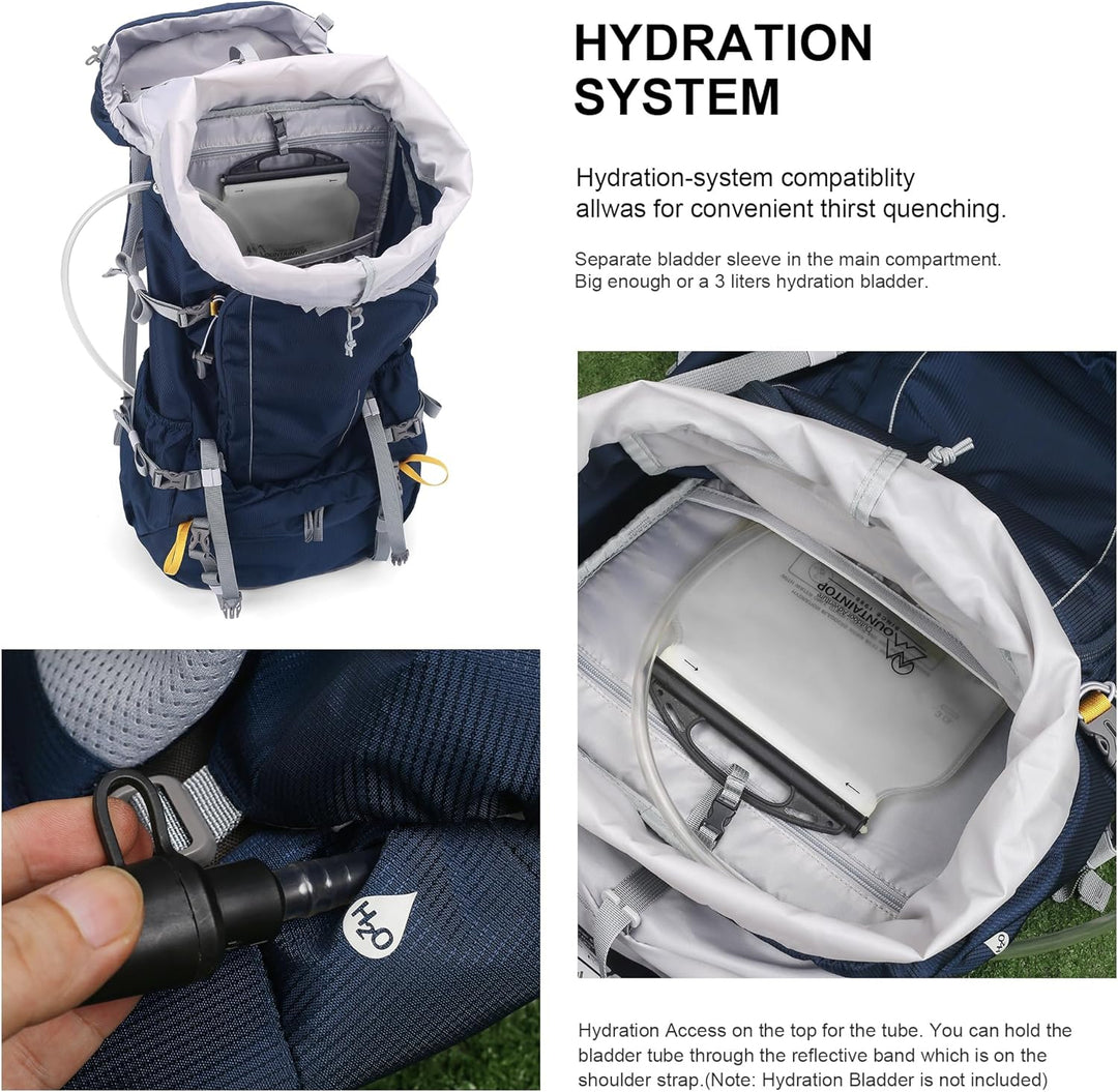 Mountaintop Trekkingrucksack 60L Wanderrucksack Herren Damen Reiserucksack Grosser Rucksack mit Rege