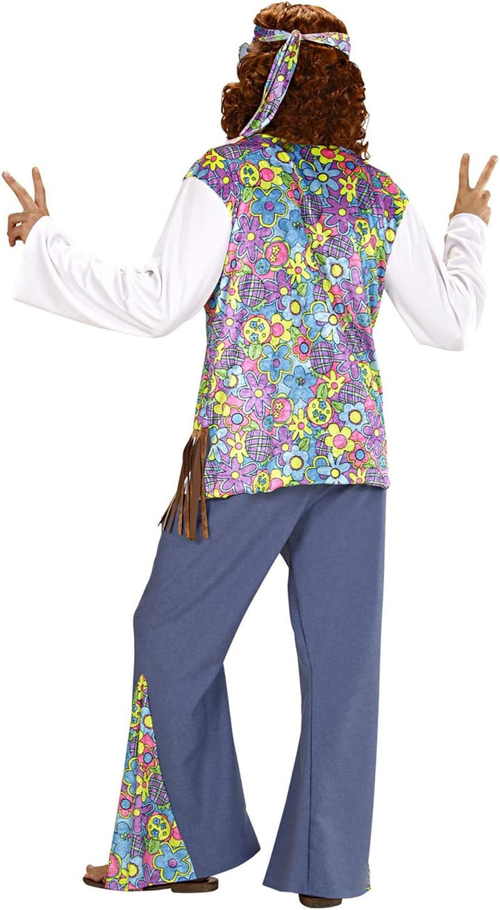 "WOODSTOCK HIPPIE MAN" (shirt withvest, pants, headband) - (M), M