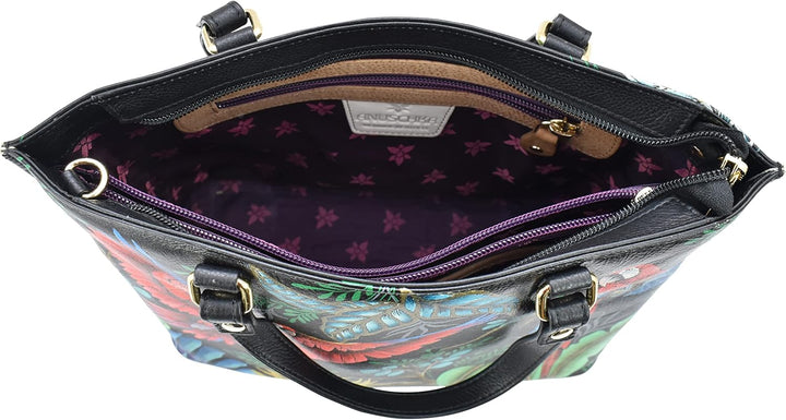 Anuschka Women's Echtleder Medium Tote - Handbemalte Handwerkskunst Rainforest Beauties, Rainforest
