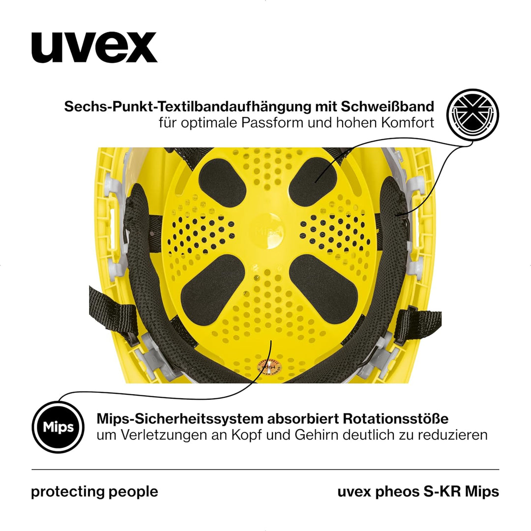 uvex pheos S-KR MIPS Schutzhelm - Industrieschutzhelm - MIPS-Technologie, stufenlose Weitenregulieru