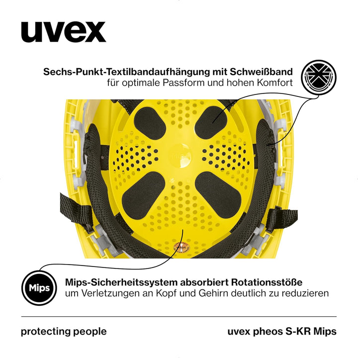 uvex pheos S-KR MIPS Schutzhelm - Industrieschutzhelm - MIPS-Technologie, stufenlose Weitenregulieru