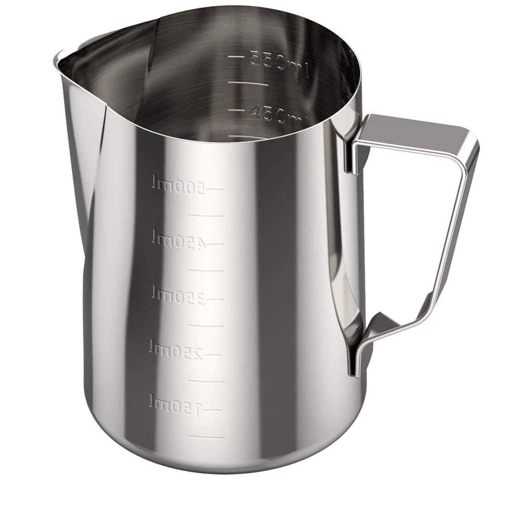 POEFT 600ML Edelstahl Milchschäumkrug überzogen, Espressomilchschaumkrug Kaffeekanne, Latte Art Cup
