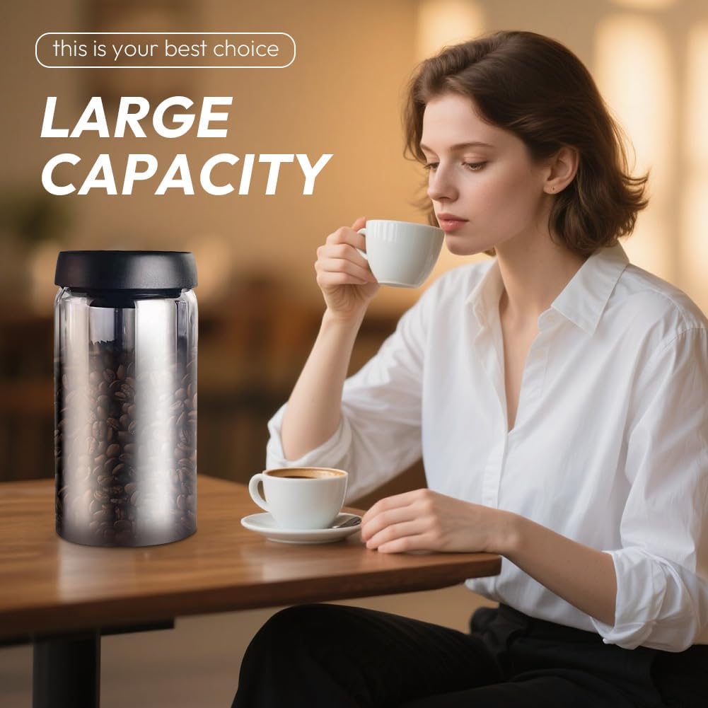 Kaffeedose mit Vakuumdeckel, 1200ml kaffeedosen Luftdicht, Kaffeebohnen Aufbewahrung, Vakuum-Kaffeed