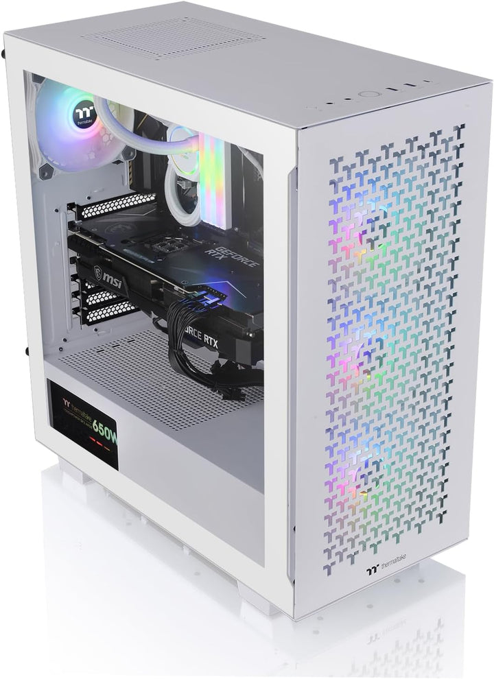 Thermaltake V350 TG ARGB Air Snow White PC-Chassis Mid-Tower-ATX-Gehäuse 4mm gehärtetes Glas 4X Lüft