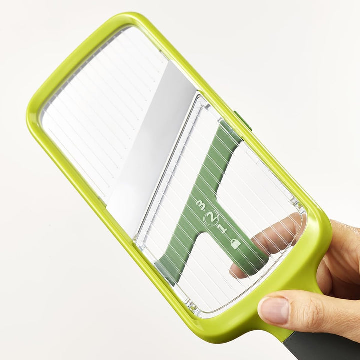 Joseph Joseph Multi-Grip Küchen Mandoline, Verstellbar Gemüseschneider und zwiebelschneider, 3-Schei