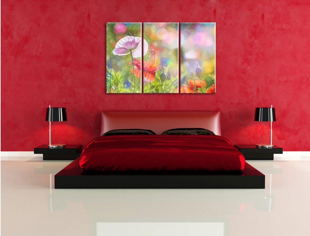 Pixxprint Kalifornischer Mohn im Frühling als Leinwandbild/Grösse: 3 Teilig (120x80 cm) cm/Wandbild/