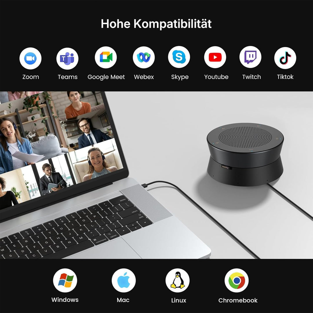 NEARITY A20S Konferenzlautsprecher und Mikrofon, USB Speakerphone mit 8 Mics 16ft Voice Pickup, AI 2