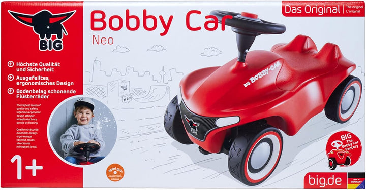 BIG-Bobby-Car-Neo Rot - Rutschfahrzeug für drinnen und draussen, Kinderfahrzeug mit Flüsterreifen im