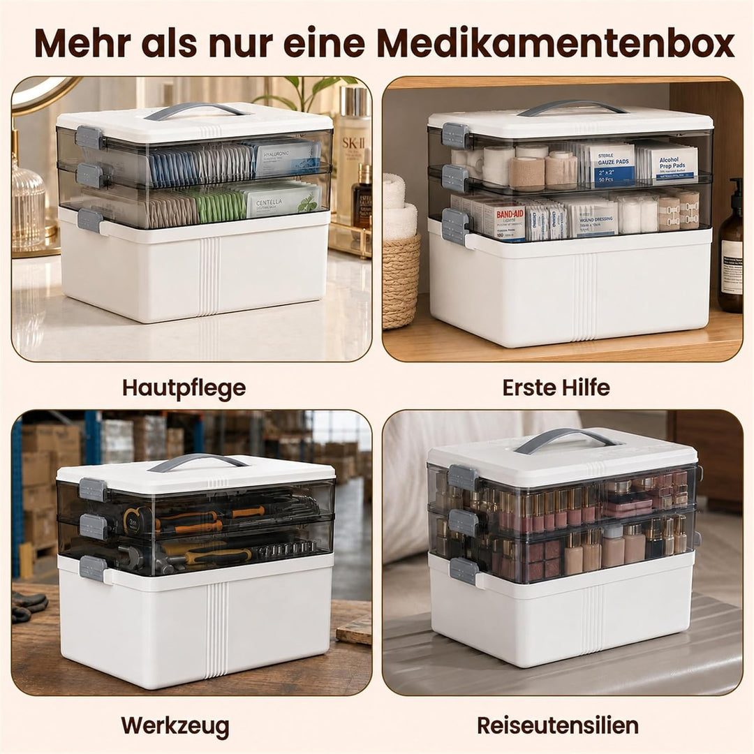3-stöckige Medikamenten Aufbewahrung gross, Hausapotheke Kunststoff | Hausapotheke aus Kunststoff mi