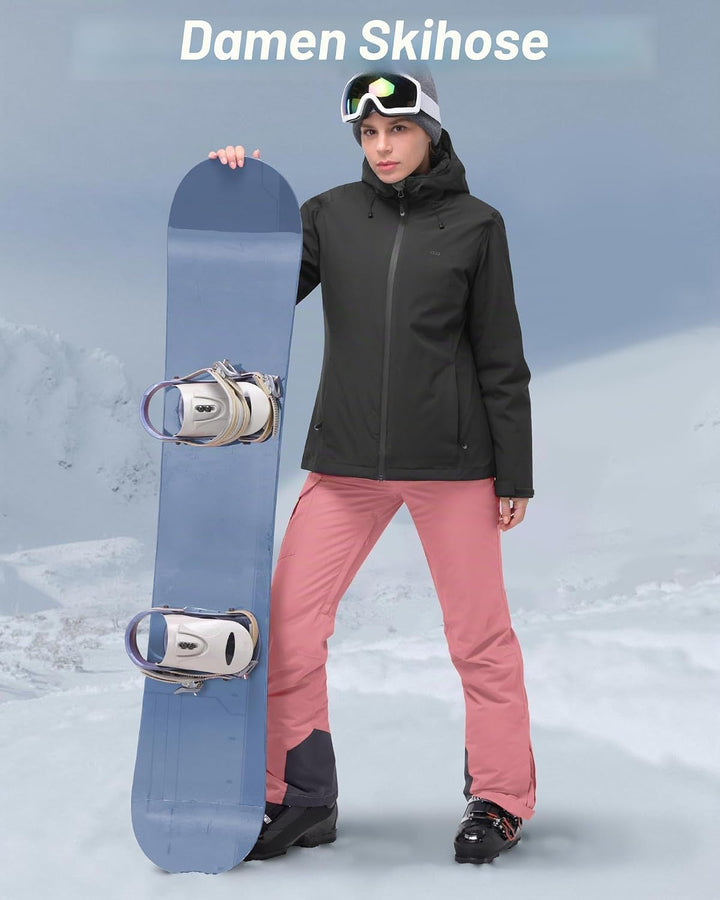 33,000ft Damen Skihose Outdoorhose Wasserdicht Winddichte Softshellhose Warme Gefütterte Thermohose