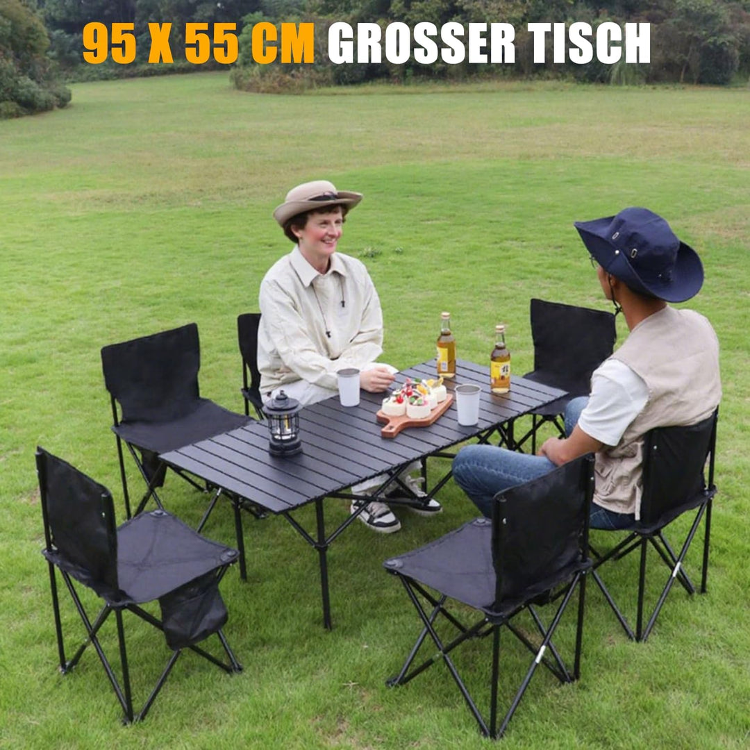Klappbarer Campingtisch Aluminium 95x55 cm, Wetterfester Faltbarer Tisch für 4-6 Personen, Leicht &amp;