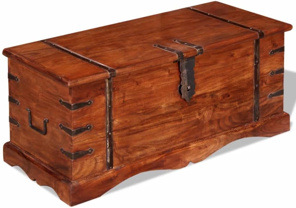 vidaXL Massivholz Aufbewahrungstruhe Holztruhe Couchtisch Beistelltisch Vintage Braun 1, Braun 1