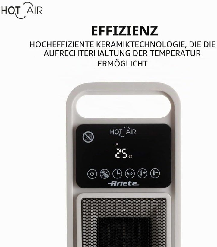Ariete 8212 Elektrischer Turmheizer, 2000 W, Ventilationsfunktion, Oszillationsfunktion, Timer bis z