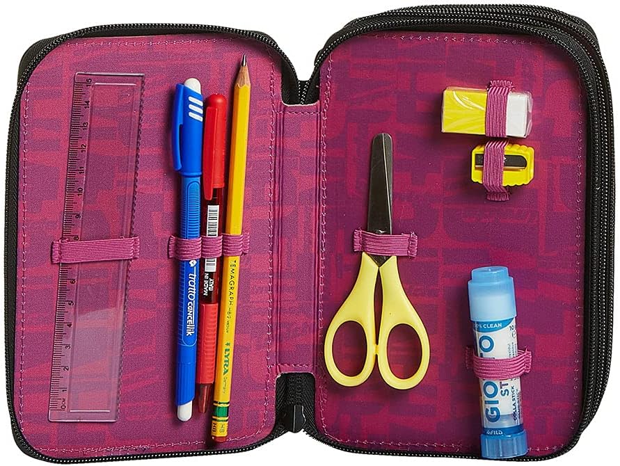 Invicta Federmäppchen, Mäppchen, mehrfarbig, Federtasche für Schreibwaren, Etui mit Stiften, Kugelsc