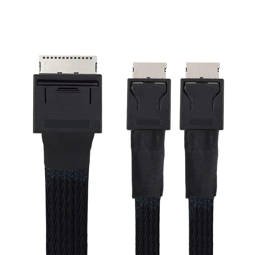 cablecc 50cm OCuLink PCIe PCI-Express SFF-8611 8x 8-Lane auf Dual SFF-8611 Oculink 4x SSD Daten Akti