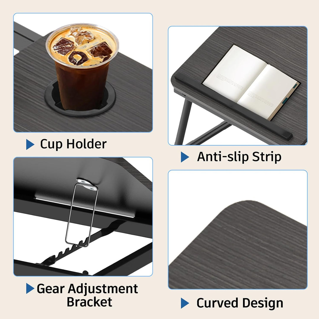 Huracan Laptoptisch für Couch, Klappbar Lapdesk mit Cup Slot, Laptop Tisch für Bett 5-Stufen Neigung