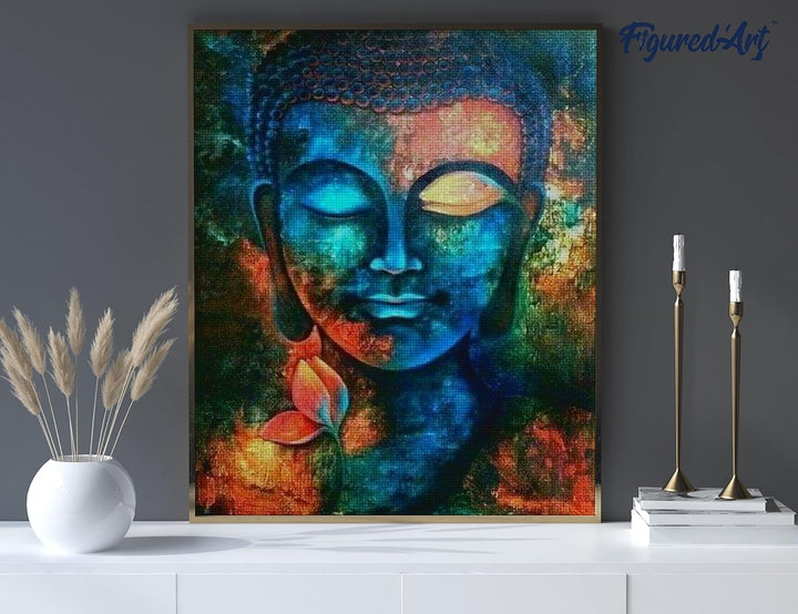 Figured'Art Diamond Painting Erwachsene 40x50cm Ganze Leinwand gerollt Buddha bunt 5D Bilder Eckige