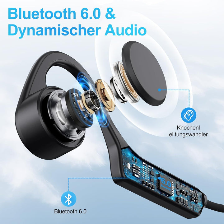 Aveek Knochenschall Kopfhörer Bluetooth 6.0, Open-Ear Kopfhörer mit 8h Akku, Bone Conduction Headpho