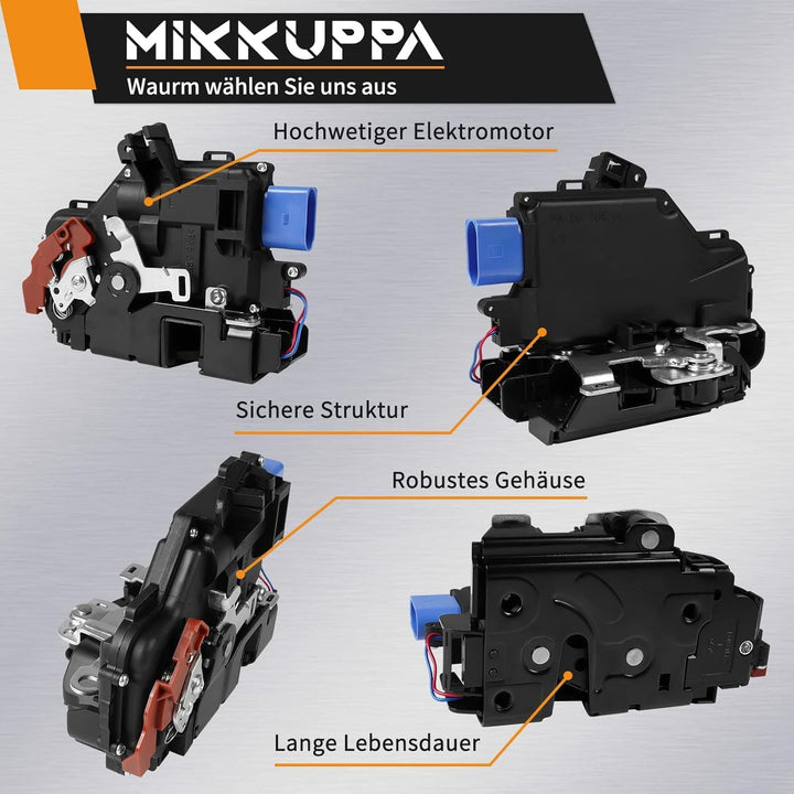 MIKKUPPA Türschloss Vorne Links für VW Golf 5, 3D1837015 Schloss Stellmotor mit Zentralverriegelung
