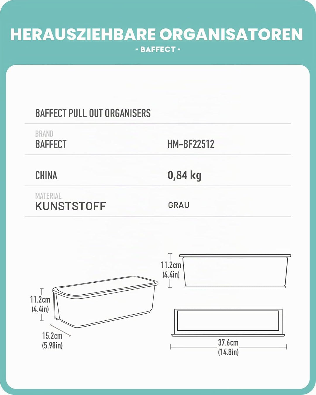 Baffect 2 Stk Schiebekorb Schrank Organizer für Küche Bad, Ausziehbare Schubladen unter Waschbecken