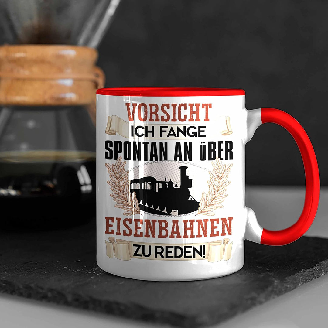 Trendation - Eisenbahner Tasse Geschenk für Modelleisenbahn-Fans Geschenkidee Ich Fange Spotan An Üb