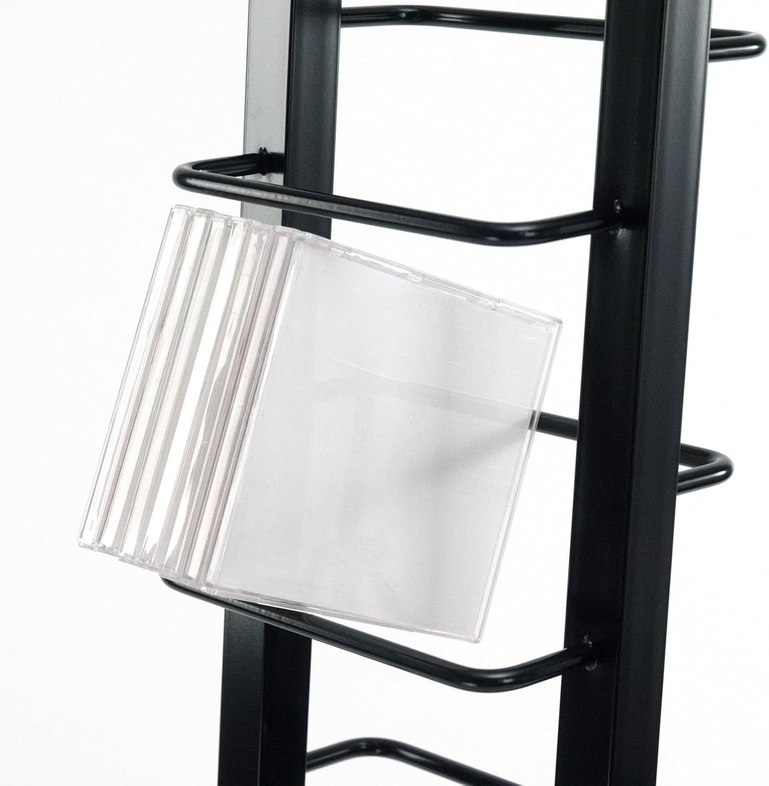 Design CD Regal Tower | 138x20 cm (HxB), Metall mit Glasfuss | stilvolle CD Aufbewahrung, Retro CD R