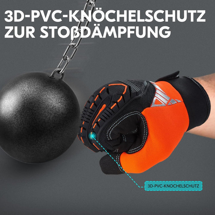 Vgo... 2 Paare hohe Mechnische Arbeitshandschuhe, für grosse Belastungsarbeit, Vibration-Schutz-Hand