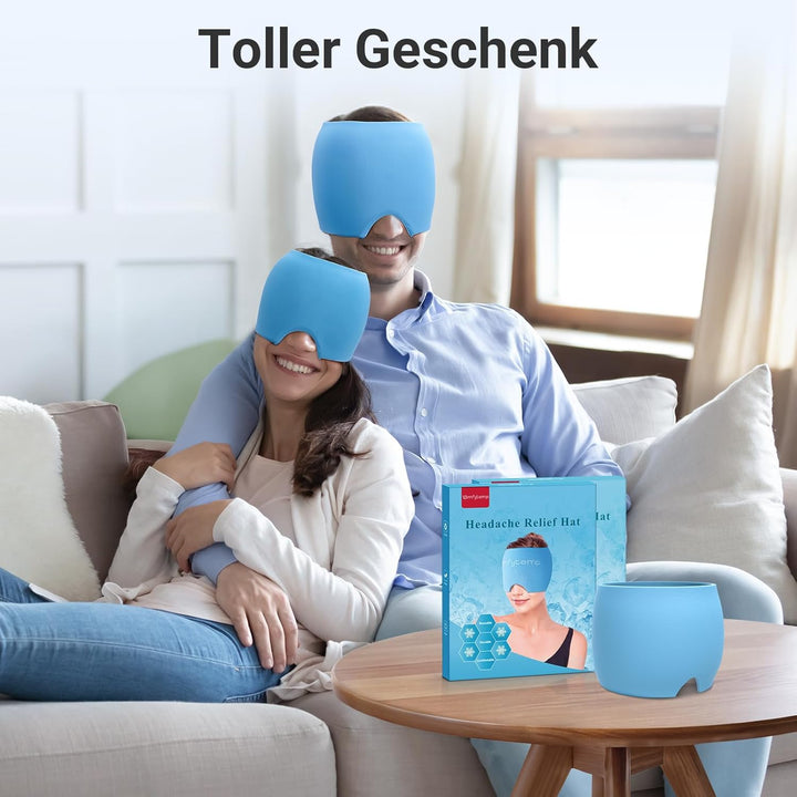 Comfytemp Gel Kühlmütze Migräne Maske, Dehnbare Kühlpads Headache Relief Hat, Kaltkompressionstherap