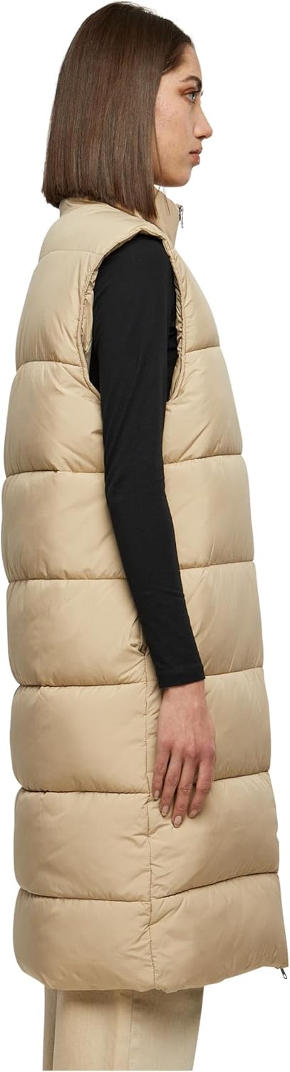 Urban Classics Damen Ladies Long Puffer Vest Weste S Wetsand, S Wetsand