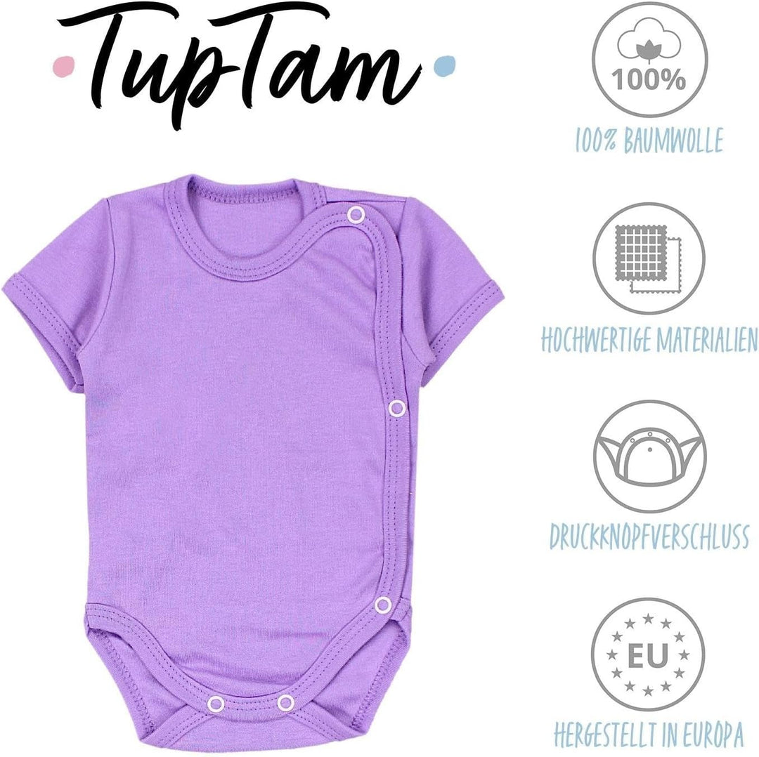 TupTam Unisex Baby Kurzarm Wickelbody 5er Pack 68 Lila Rosa Puderrosa Altrosa Mintgrün, 68 Lila Rosa