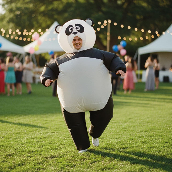 Aufblasbare Panda Verkleidung | Ungewöhnliches Kostüm in Erwachsenengrösse | Premium Qualität | Aus