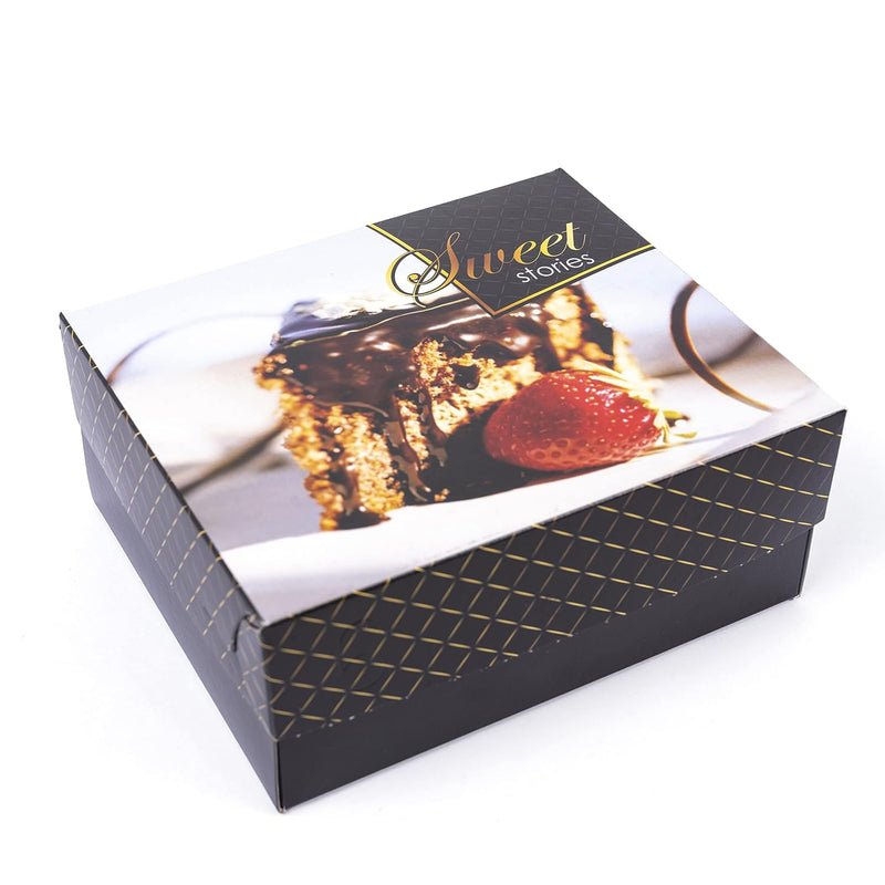 LuxuryPack Patisseriebox Tortenschachtel Kraftkarton mit Alu-beschichtung Motiv Sweet Stories Box No