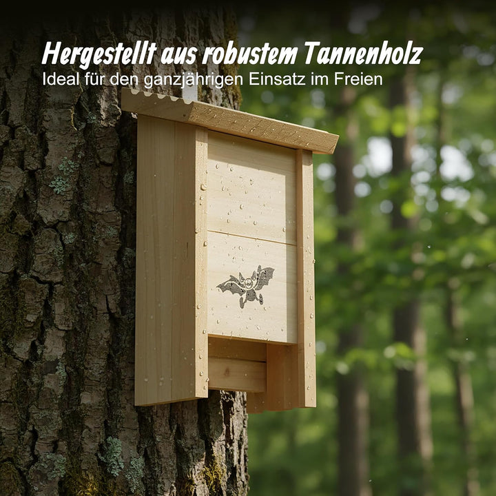 Relaxdays Fledermauskasten, 4er Set, Unterschlupf für Fledermäuse, unbehandeltes Holz, HBT: 25 x 18