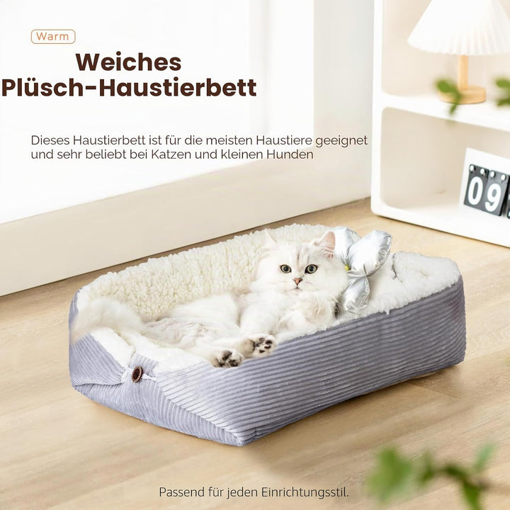 Weiches Katzenbett Waschbar 75x50 cm Plüsch Haustierbett für Kleine Hunde und Katzen - 2 in 1 Katzen