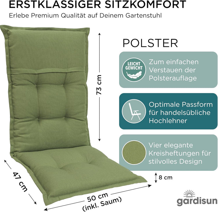 Gartenstuhlauflagen Hochlehner I Extra Dicke Sitzauflagen I Made in EU I Polsterauflagen für Hochleh