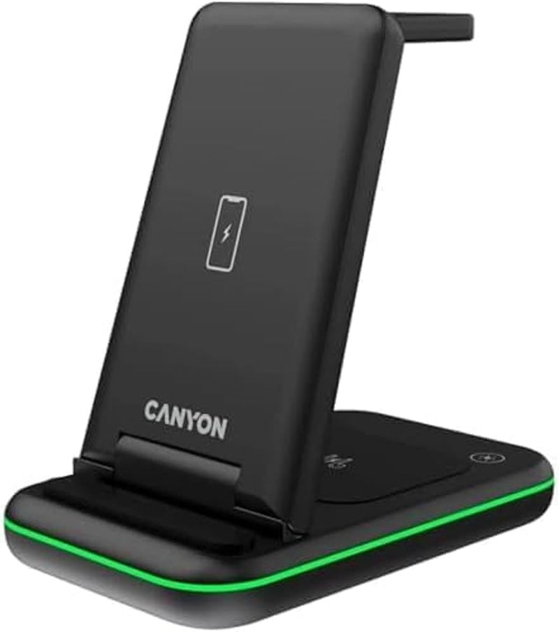 CANYON Faltbar 3 in 1 Ladestation Apple Watch und iPhone Wireless Charger Induktive Ladestation für