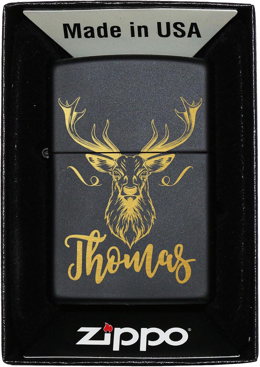 Hirsch Zippo Feuerzeug mit Gravur personalisiert | Männer Geschenke für Jäger &amp; Jagd Zippo mit Hirsc