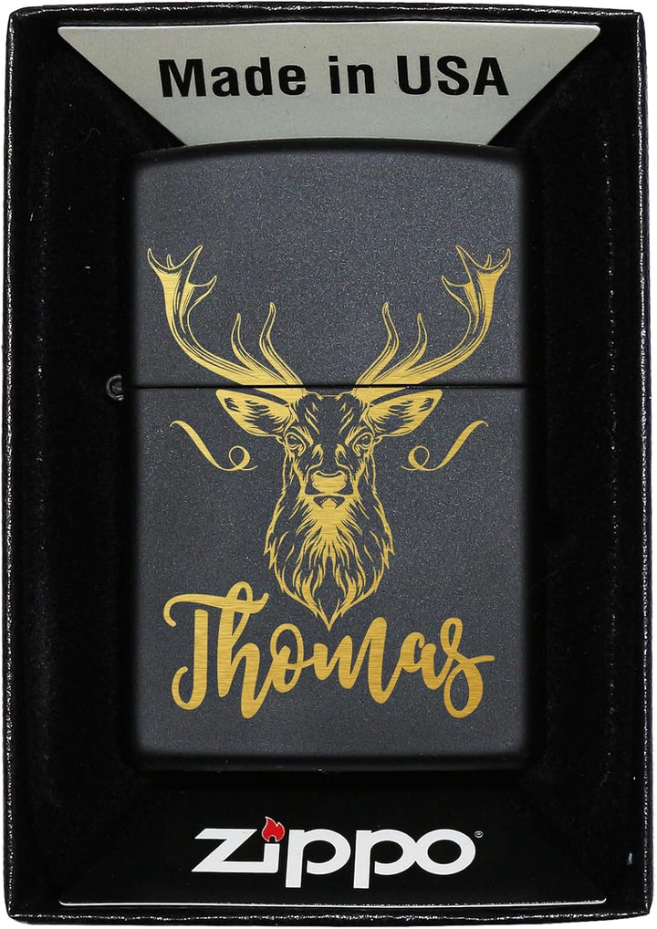 Hirsch Zippo Feuerzeug mit Gravur personalisiert | Männer Geschenke für Jäger &amp; Jagd Zippo mit Hirsc