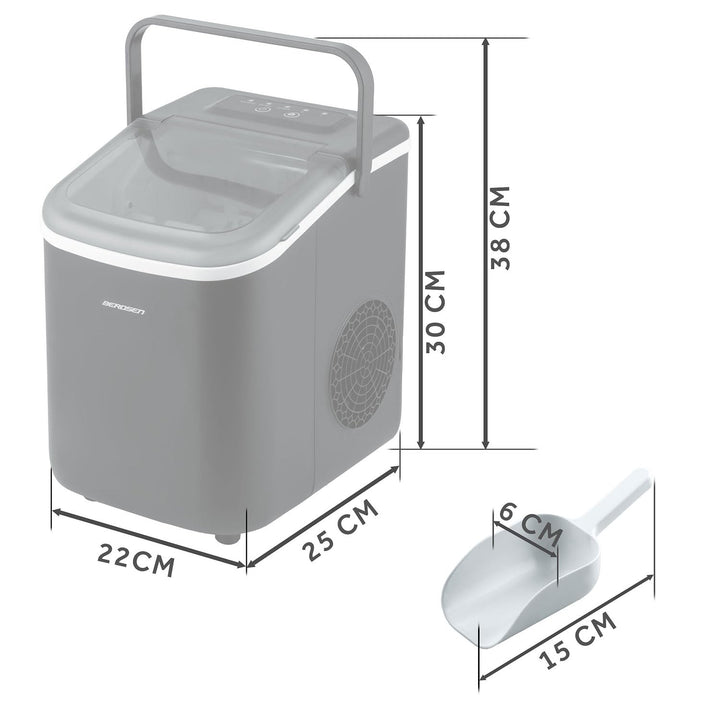Berdsen Eiswürfelmaschine 12 kg/24 h - 9 Eiswürfel in 6-8 Minuten - Eiswürfelbereiter mit 2 Grössen