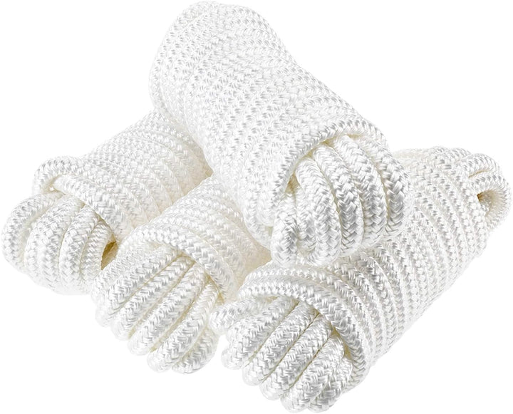 BOOMSTART 4 Stück Boot Seil 12mm Festmacherleine mit Auge Nylon Doppelt Geflochten Fenderseil Dock L